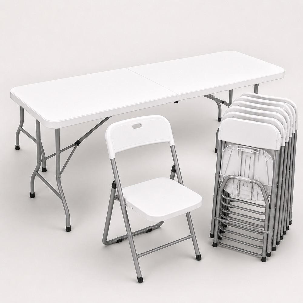 Set Mesa Plegable + 6 Sillas