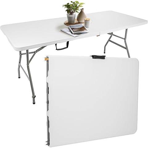Mesa plegable FoldEase blanca, abierta